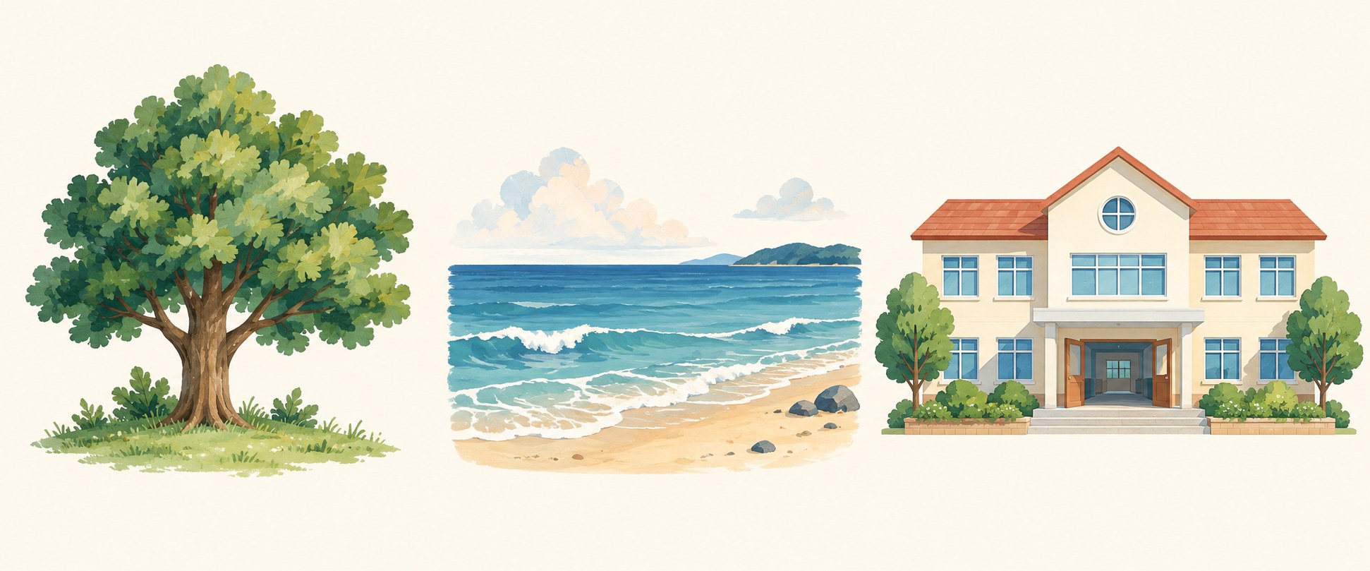 Tree · Sea · School